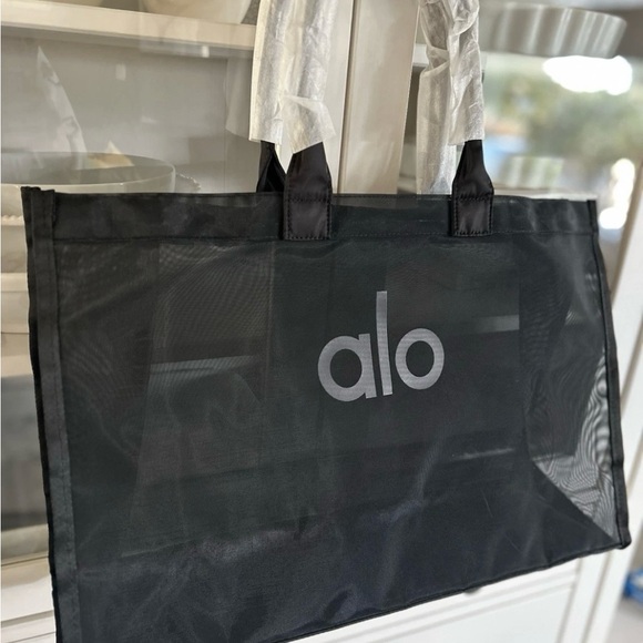 ALO Yoga Bags Alo Yoga Fitness Gym Casual Sheer Tote Bag Black Mesh